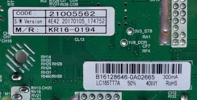 MAIN FUENTE PARA TV ELEMENT / NUMERO DE PARTE 21005562 / TP.MS3393A.PA671 / E17013-KK / B16128646-0A02665 / DISPLAY LC185TT7A 01 / MODELO ELEFW195	 - Imagen 5